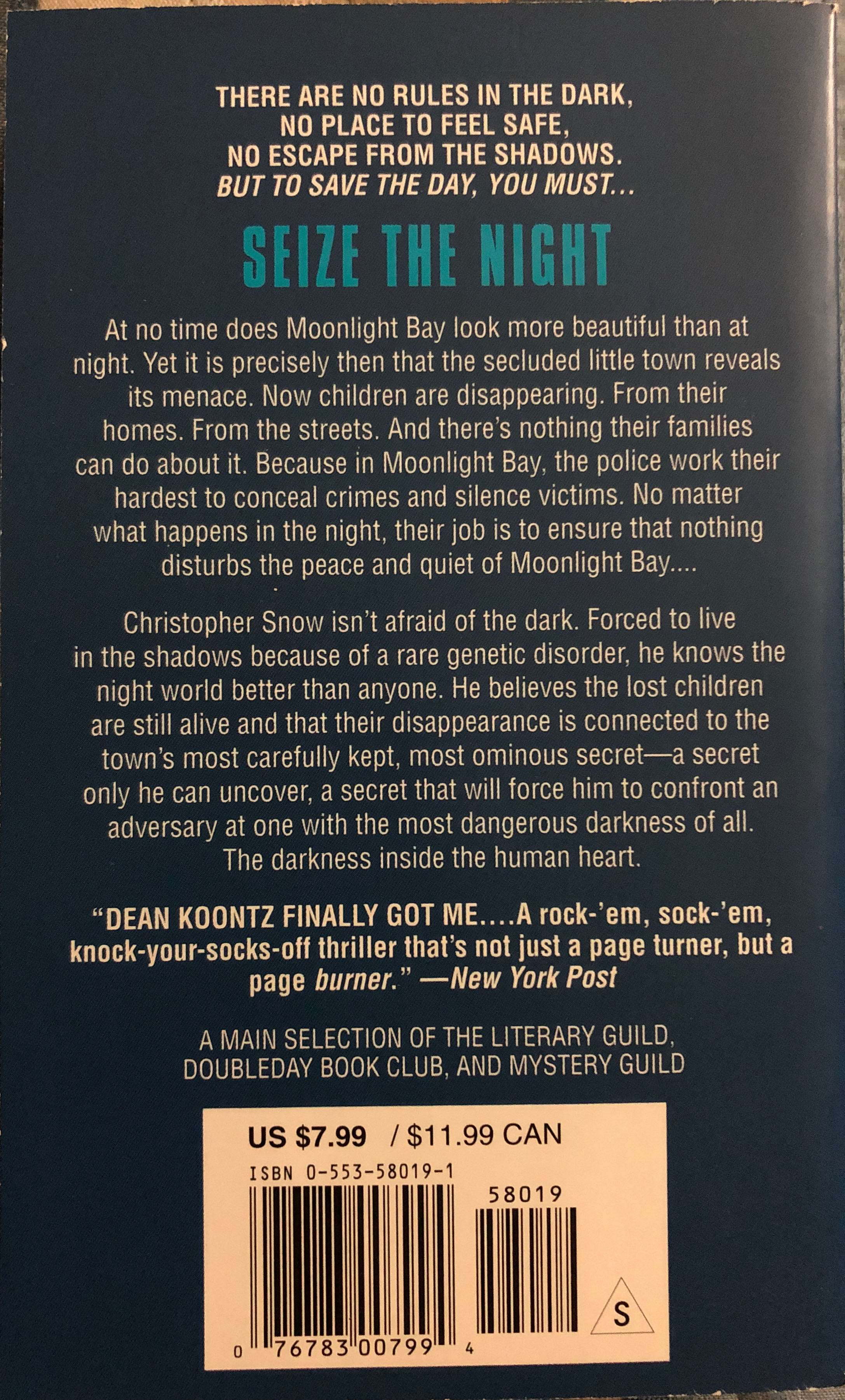 Seize the Night - Dean Koontz (Bantam Books - Paperback) book collectible [Barcode 9780553580198] - Main Image 2