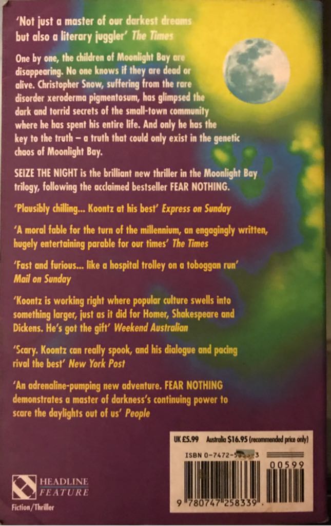 Seize the Night - Dean Koontz (Headline - Paperback) book collectible [Barcode 9780747258339] - Main Image 2