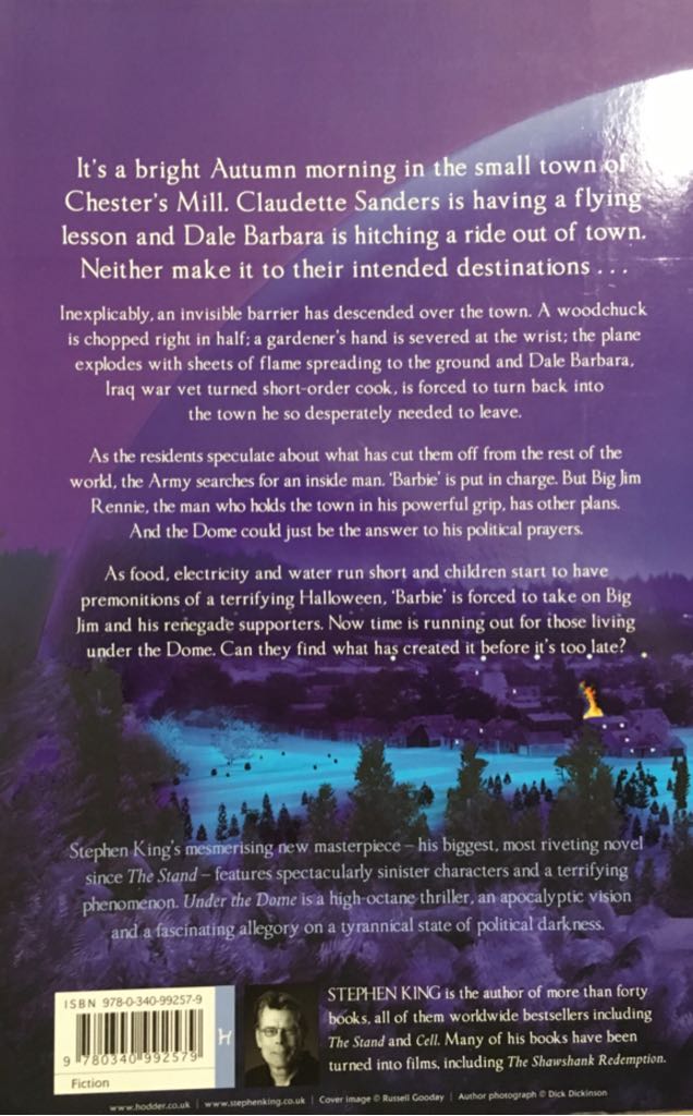 Under the Dome - Stephen King (Hodder & Stoughton - Trade Paperback) book collectible [Barcode 9780340992579] - Main Image 2