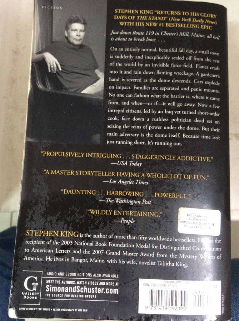 Under the Dome - Stephen King (Gallery Books - Paperback) book collectible [Barcode 9781439192399] - Main Image 2