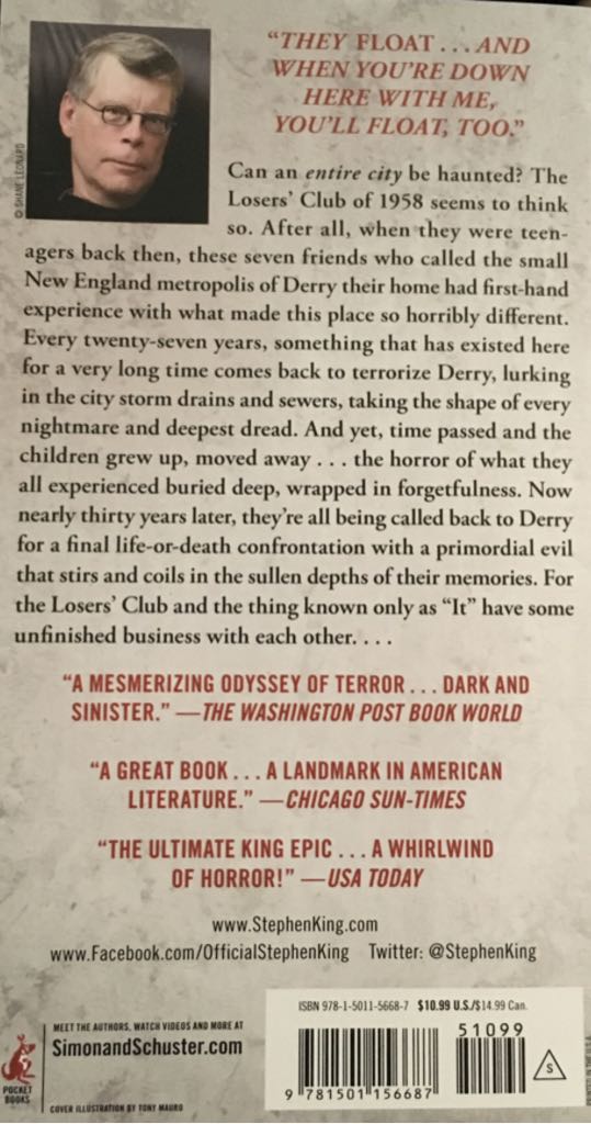 It - Stephen King (Pocket Books - Paperback) book collectible [Barcode 9781501156687] - Main Image 2