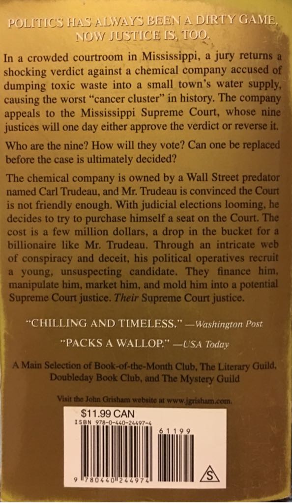 Appeal, The - John Grisham (Dell Publishing - Paperback) book collectible [Barcode 9780440244974] - Main Image 2