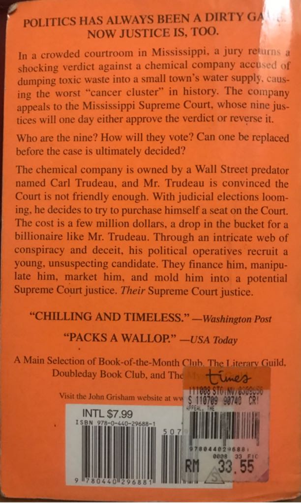 The Appeal - John Grisham (Bantam Dell - Paperback) book collectible [Barcode 9780440296881] - Main Image 2