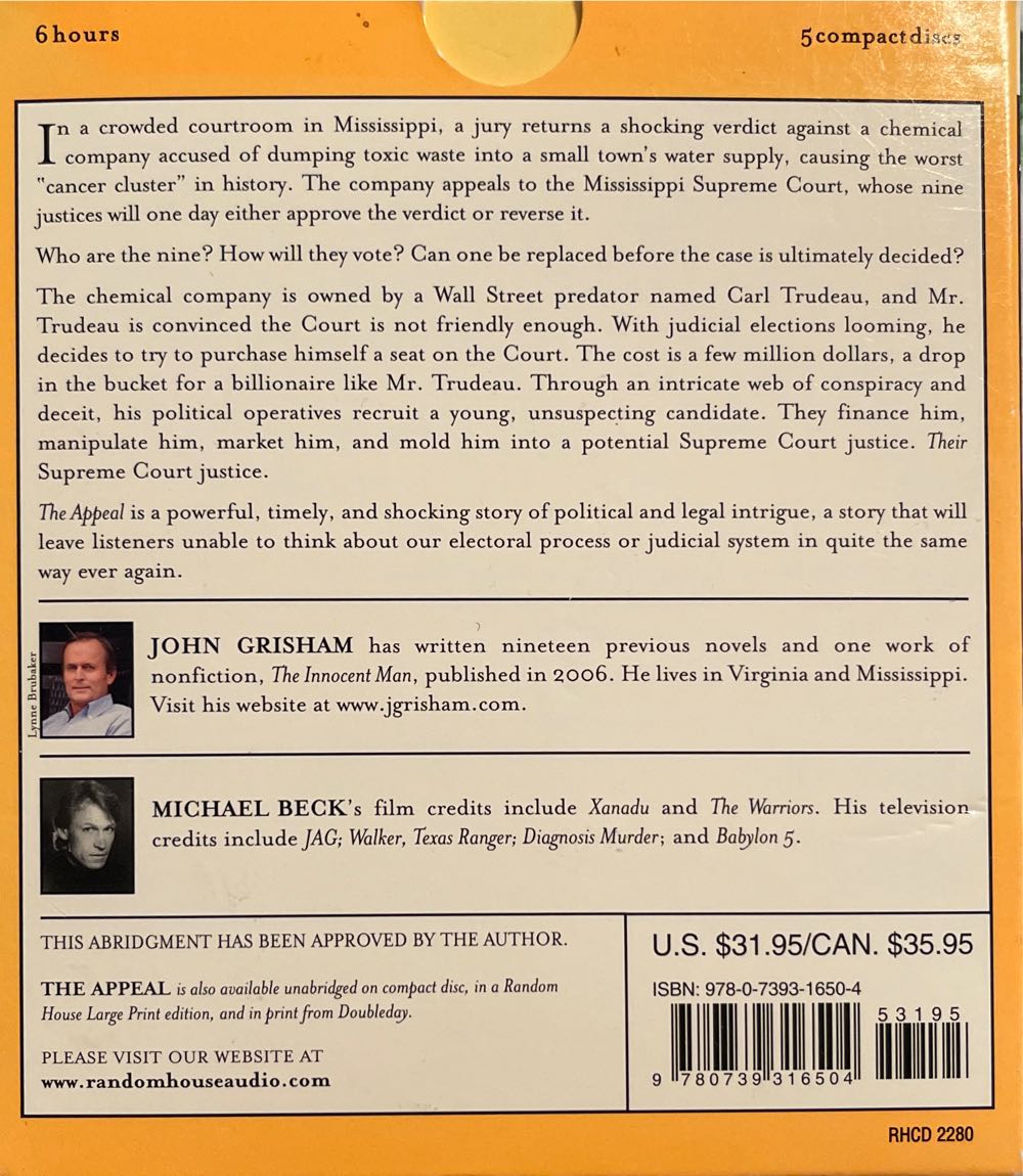 Appeal, The - John Grisham (Random House Audio - Audiobook) book collectible [Barcode 9780739316504] - Main Image 2