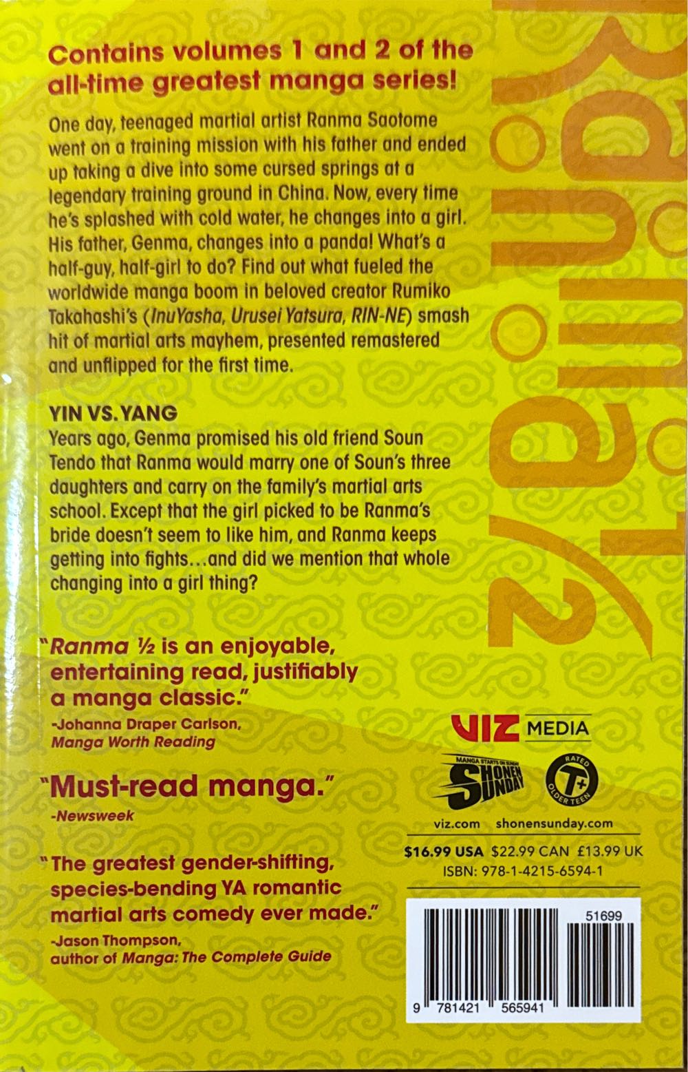 Ranma 1/2, Vol. 1•2 - Rumiko Takahashi (Shonen Sunday - Paperback) book collectible [Barcode 9781421565941] - Main Image 2