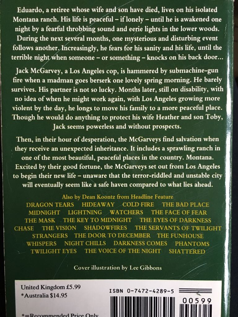 Winter Moon - Dean Koontz (BCA - Hardcover) book collectible [Barcode 9780747242895] - Main Image 2