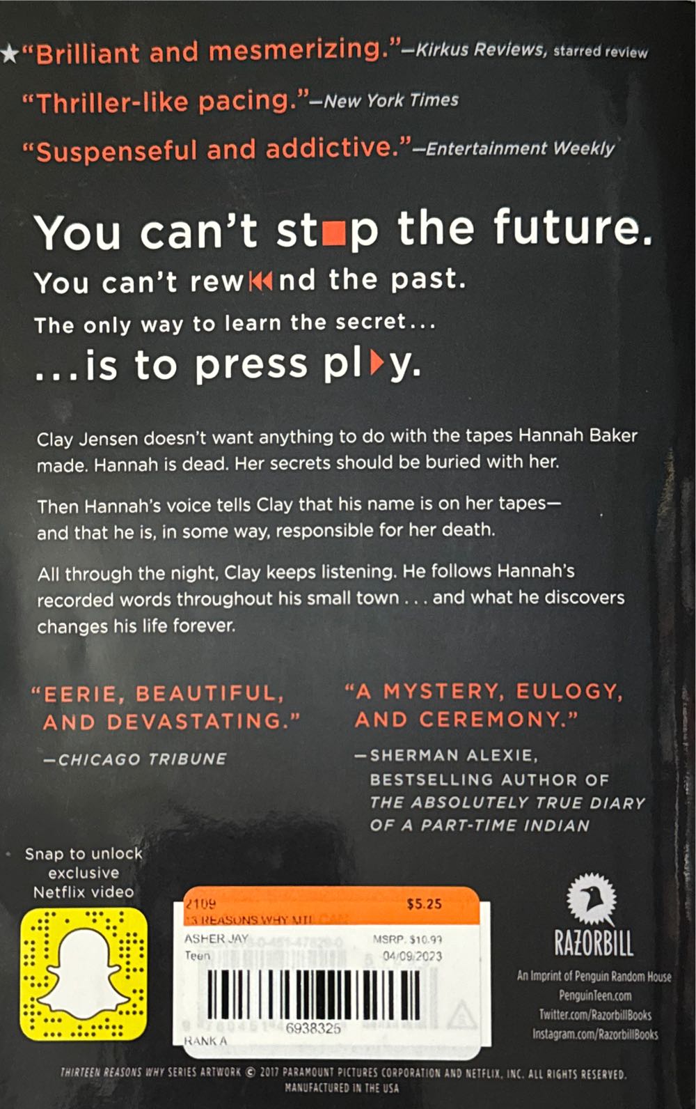 Thirteen Reasons Why - Jay Asher (Penguin Random House UK - Paperback) book collectible [Barcode 9780141387772] - Main Image 2