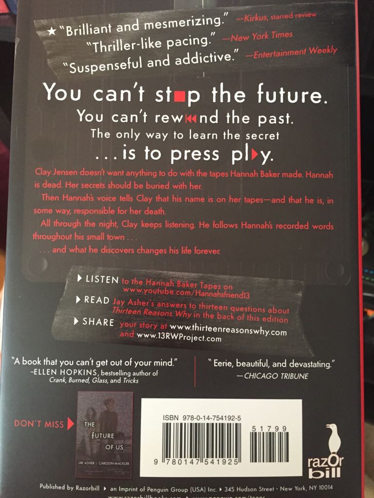 Thirteen Reasons Why - Jay Asher (Razor Bill - Hardcover) book collectible [Barcode 9780147541925] - Main Image 2