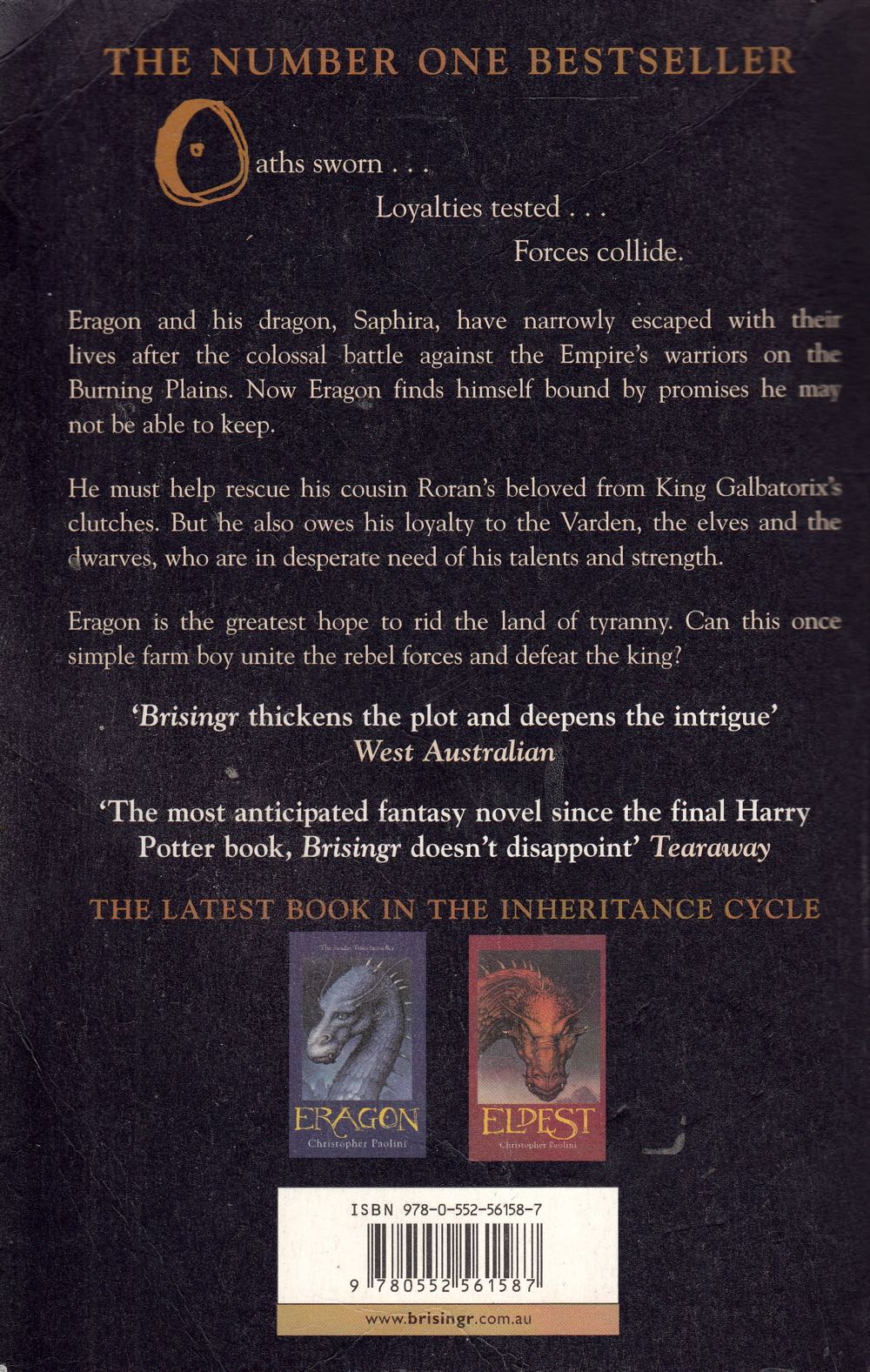 Brisingr, #3 - Christopher Paolini (Alfred A. Knopf, New York - Hardcover) book collectible [Barcode 9780552561587] - Main Image 2