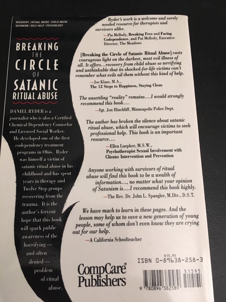 Breaking the Circle of Satanic Ritual Abuse: Recognizing and Recovering from the Hidden Trauma - Daniel Ryder --10: 0896382583-13:  (CompCare Publishers - Paperback) book collectible [Barcode 9780896382589] - Main Image 2