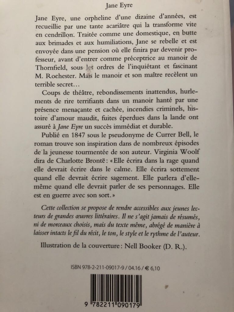 Jane Eyre  (Ecole Des Loisirs) book collectible [Barcode 9782211090179] - Main Image 2