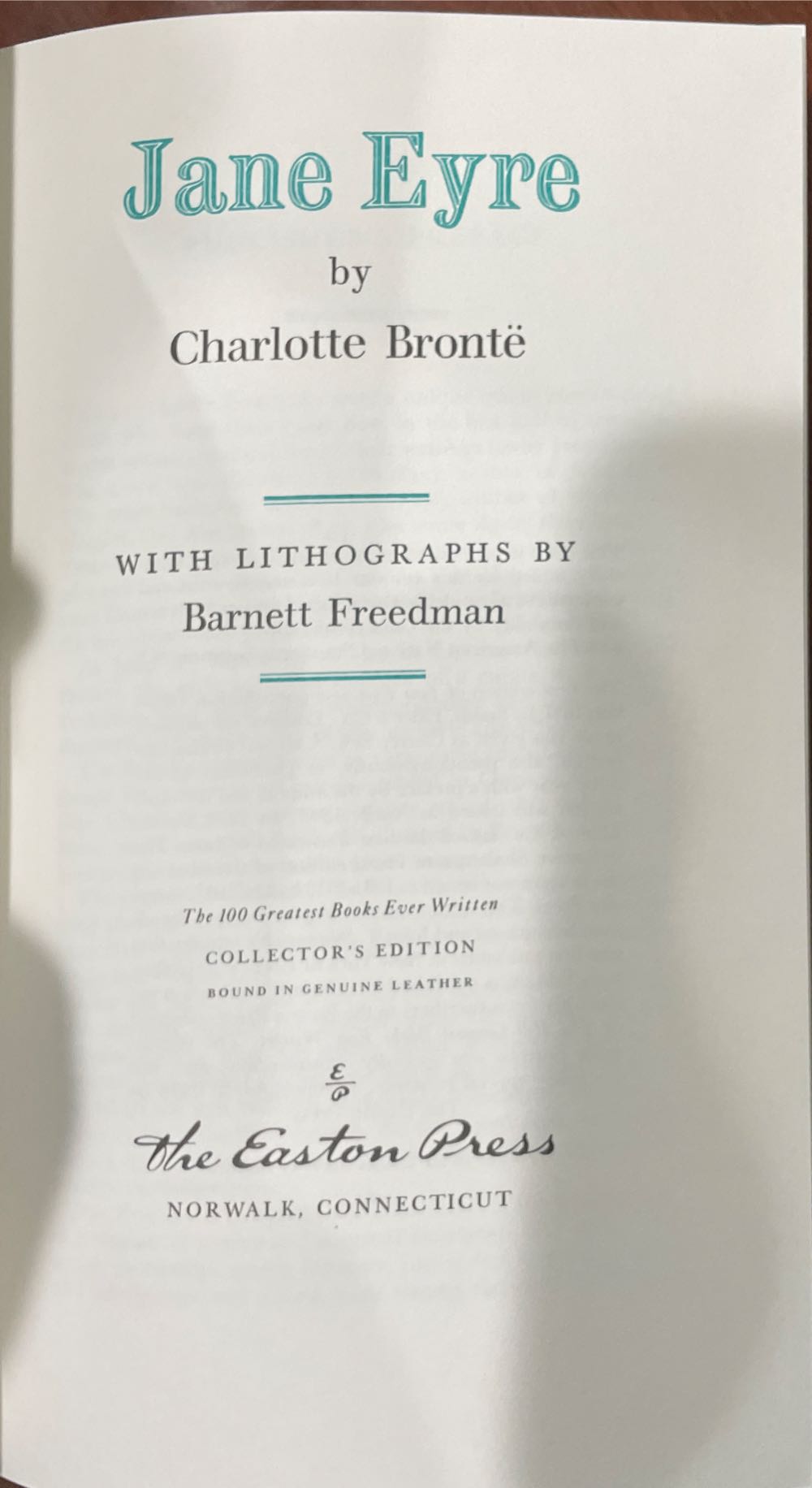 Jane Eyre - Charlotte Bronte (The Easton Press - Calf-Binding) book collectible - Main Image 3