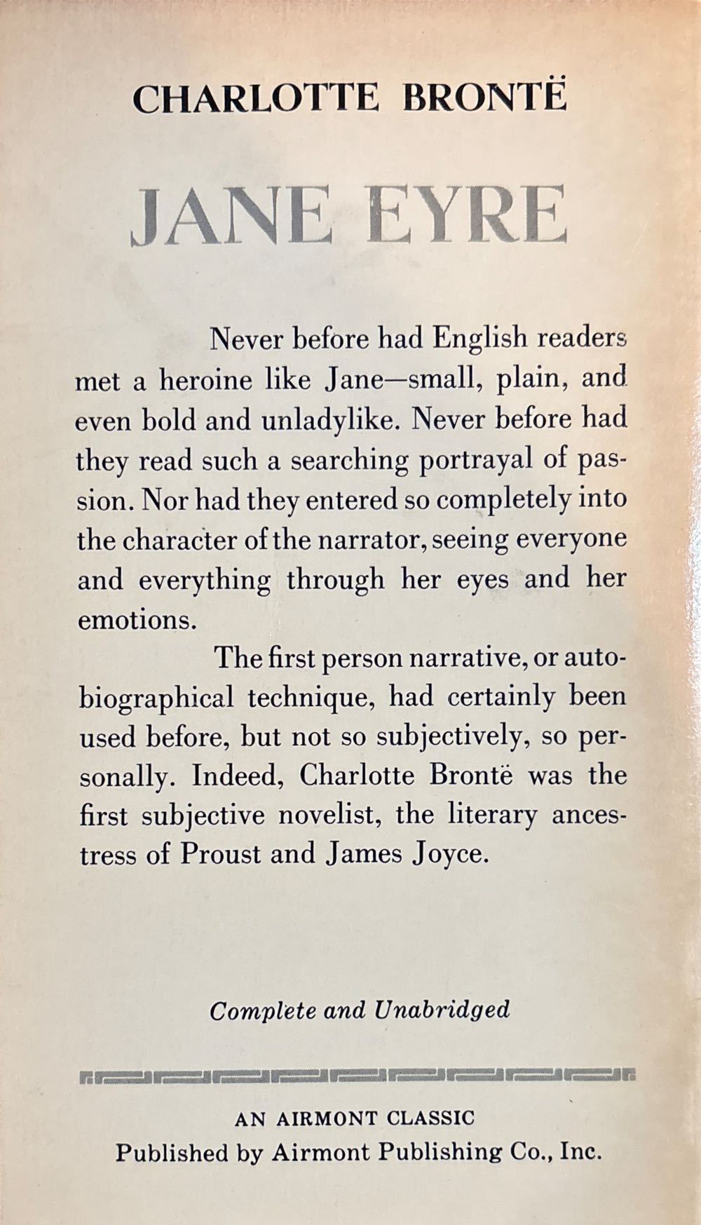 Jane Eyre - Charlotte Bronte (Airmont Classic Series - Paperback) book collectible - Main Image 2