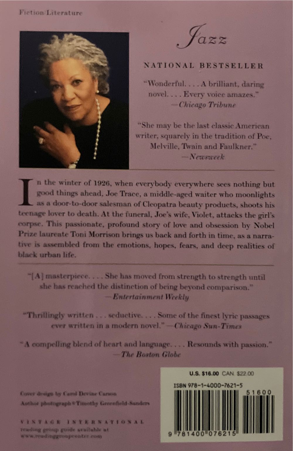 Jazz - Toni Morrison (Knopf Books - Paperback) book collectible [Barcode 9781400076215] - Main Image 2