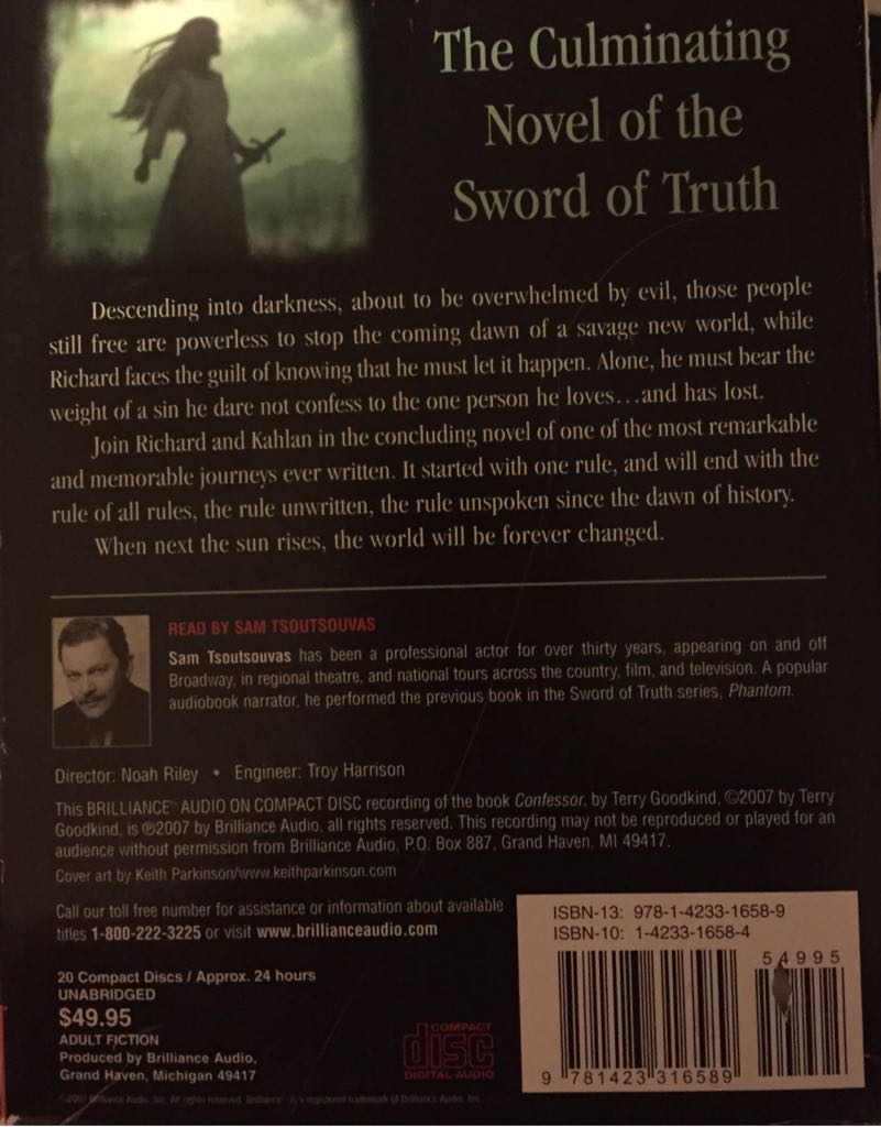Confessor - Terry Goodkind (Brilliance Audio - Audiobook) book collectible [Barcode 9781423316589] - Main Image 2