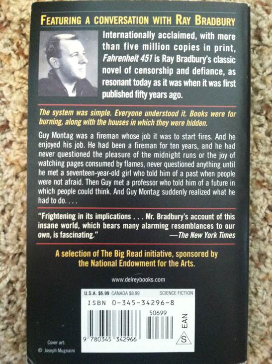 Fahrenheit 451 - Ray Bradbury (Del Ray Books - Paperback) book collectible [Barcode 9780345342966] - Main Image 2
