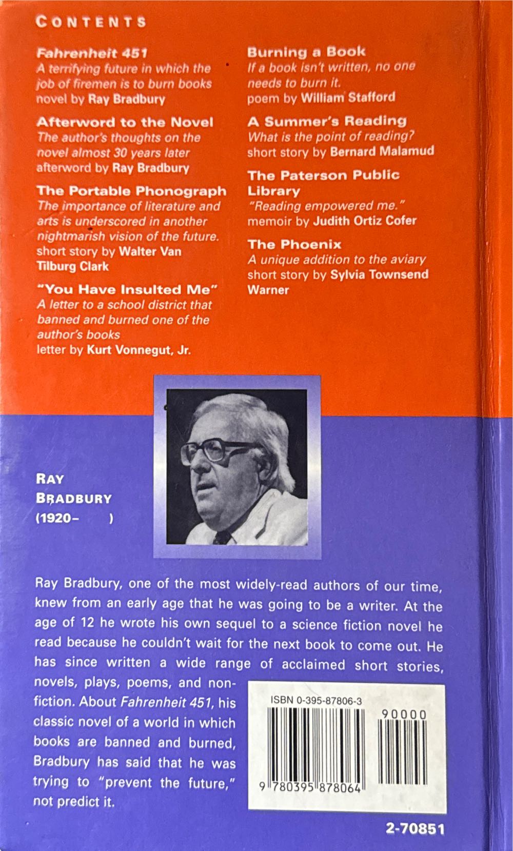 Fahrenheit 451 - Ray Bradbury (Houghton Mifflin School - Hardcover) book collectible [Barcode 9780395878064] - Main Image 2