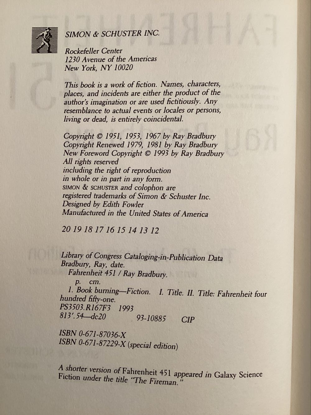 Fahrenheit 451 - Bradbury, Ray (A Simon & Schuster Company - Hardcover) book collectible [Barcode 9780671870362] - Main Image 4
