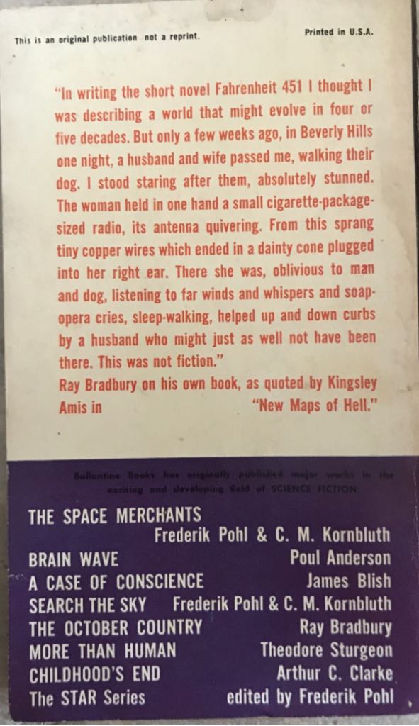 Fahrenheit 451 - Ray Bradbury (A Ballantine Book - Paperback) book collectible [Barcode 9782701156316] - Main Image 2