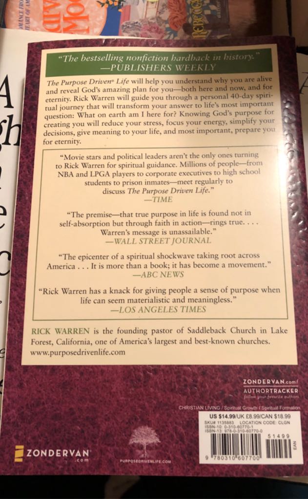 The Purpose Driven Life - Rick Warren book collectible [Barcode 9780310607700] - Main Image 2