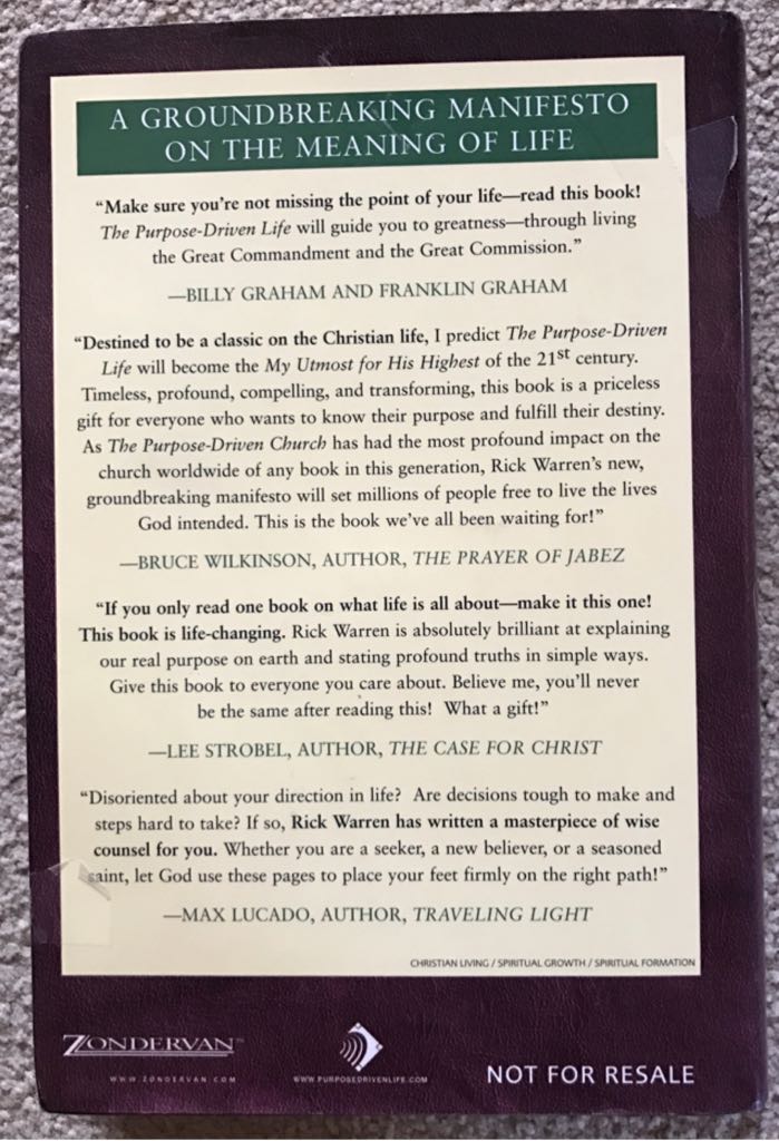 The Purpose Driven Life  - Rick Warren book collectible - Main Image 2