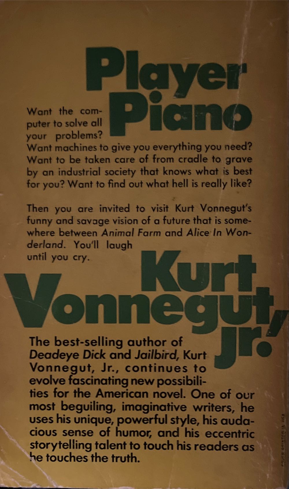 Player Piano - Kurt Vonnegut (Laurel - Paperback) book collectible [Barcode 9780440170372] - Main Image 2