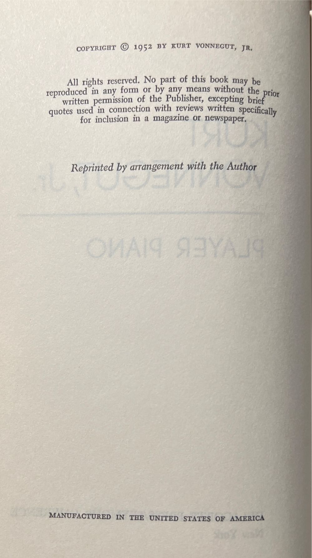 Player Piano - Kurt Vonnegut (Delacorte Press - Hardcover) book collectible - Main Image 2