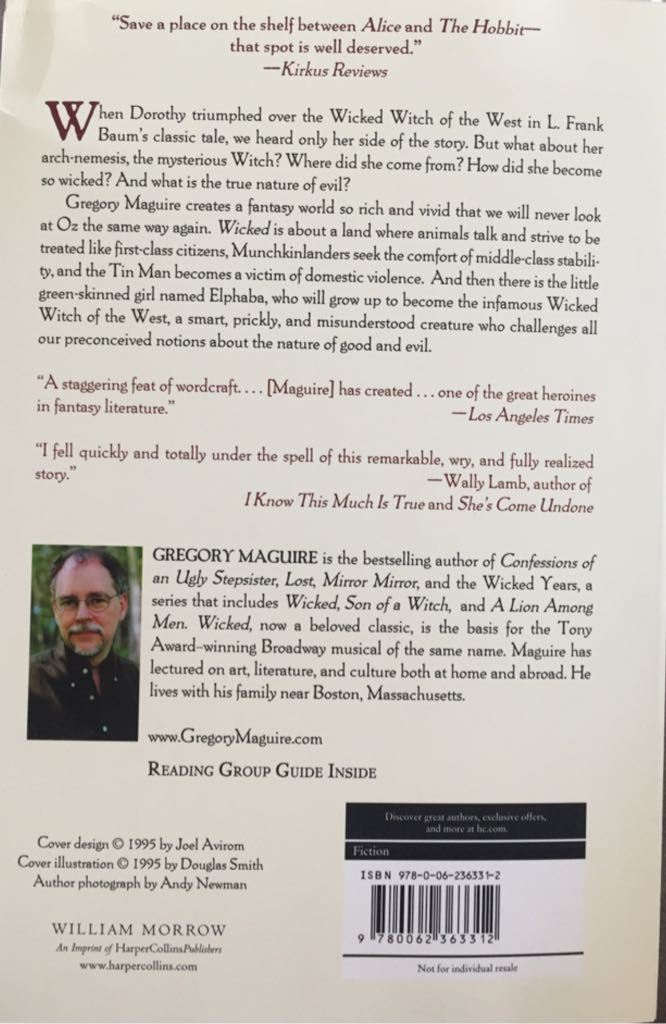 Wicked - Gregory Maguire (Regan Books - Paperback) book collectible [Barcode 9780062363312] - Main Image 2