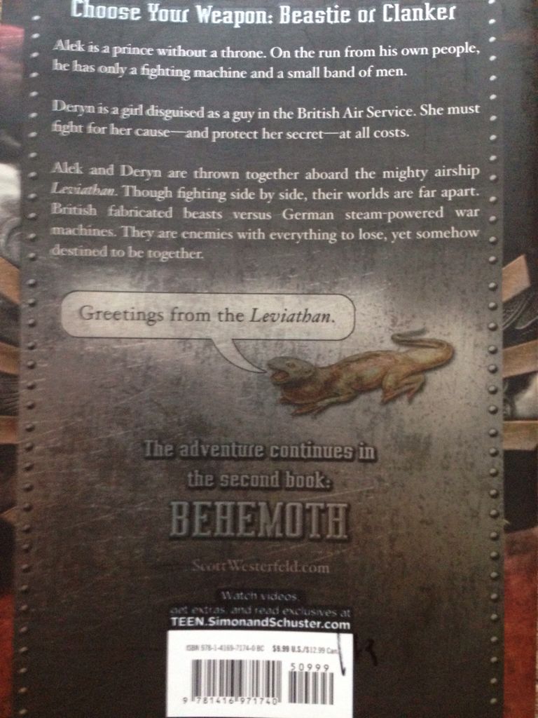 Leviathan - Scott Westerfeld (Simon Pulse - Trade Paperback) book collectible [Barcode 9781416971740] - Main Image 2