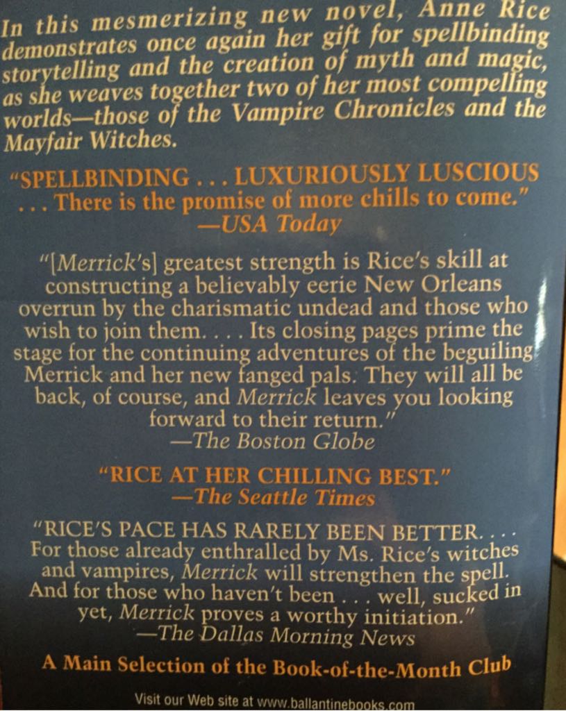 Merrick - Anne Rice (Ballantine Books - Paperback) book collectible [Barcode 9780345422408] - Main Image 2
