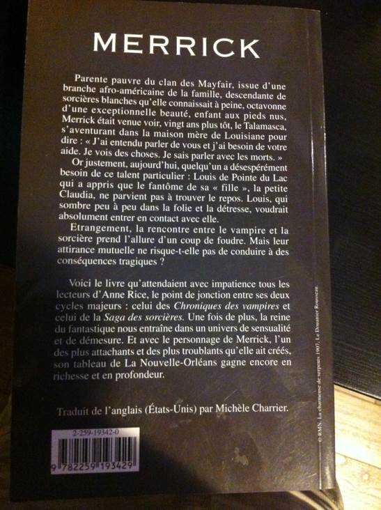 Chroniques des vampires 07 - Merrick - Anne Rice (Plon - Hardcover) book collectible [Barcode 9782259193429] - Main Image 2