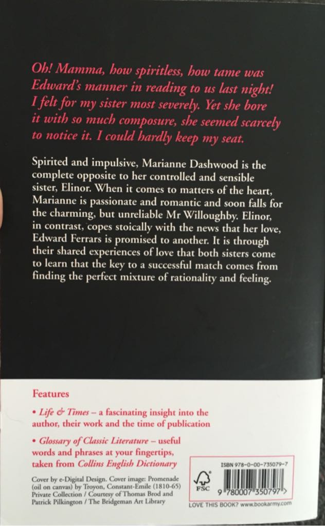 Sense and Sensibility - Jane Austen (Collins Classics - Paperback) book collectible [Barcode 9780007350797] - Main Image 2