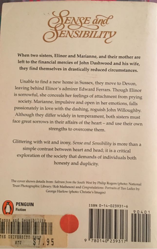 Sense and Sensibility - Jane Austen (Penguin Classics) book collectible [Barcode 9780140239317] - Main Image 2
