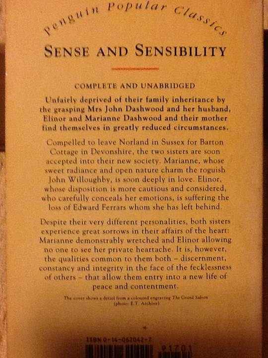 Sense and Sensibility - Jane Austen (Penguin Books - Paperback) book collectible [Barcode 9780140620429] - Main Image 2