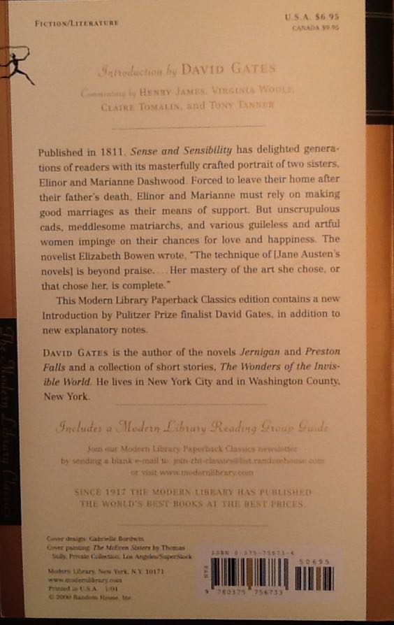 Sense and Sensibility - Jane Austen (Modern Library - Paperback) book collectible [Barcode 9780375756733] - Main Image 2