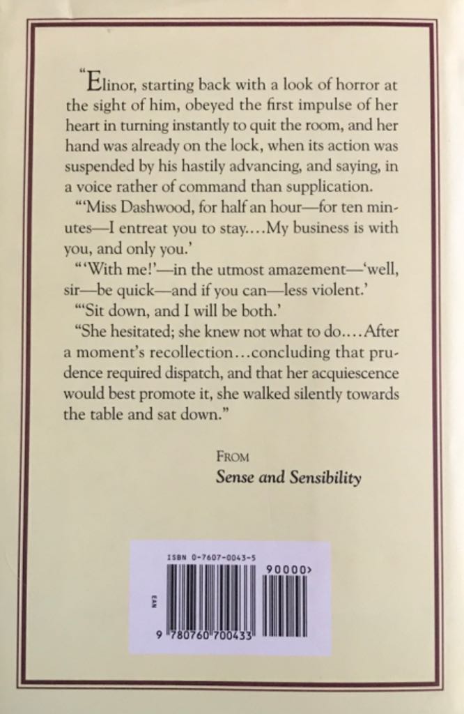 Sense and Sensibility - Jane Austen (Barnes & Noble Books - Hardcover) book collectible [Barcode 9780760700433] - Main Image 2
