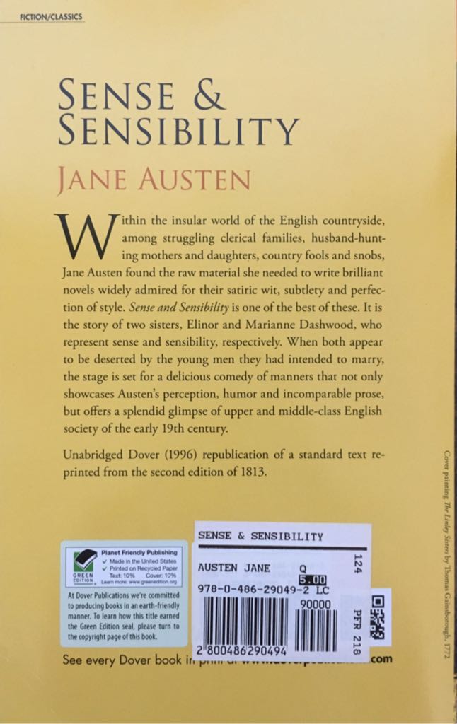 Sense and Sensibility - Austen (Dover Thrift Editions - Paperback) book collectible - Main Image 2
