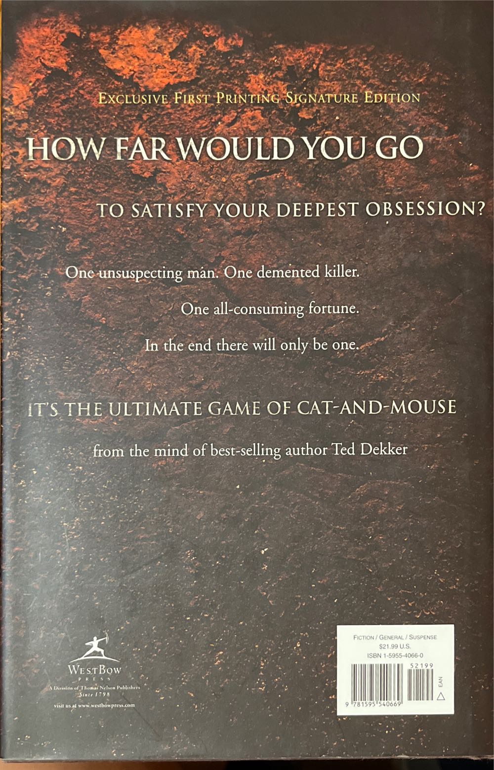 Obsessed - Ted Dekker book collectible [Barcode 9781595540669] - Main Image 2