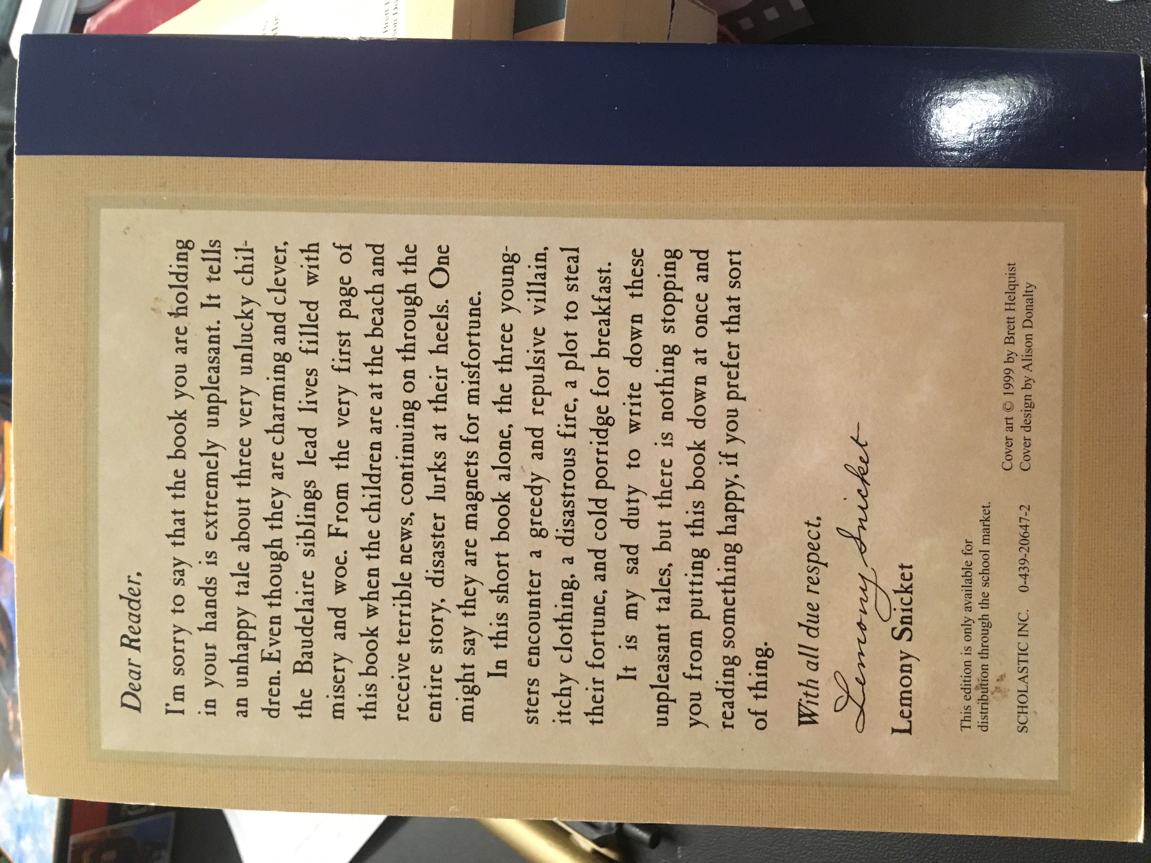 A Series Of Unfortunate Events #1: The Bad Beginning - Lemony Snicket (Paperback) book collectible [Barcode 0439206472] - Main Image 2