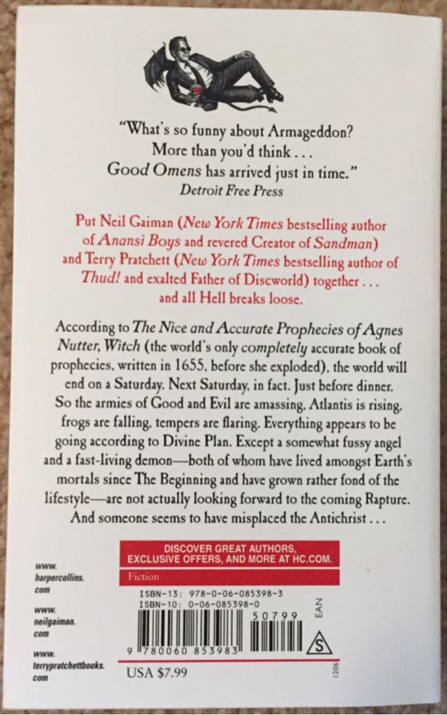 Good Omens - Terry Pratchett (HarperTorch - Paperback) book collectible [Barcode 9780060853983] - Main Image 2