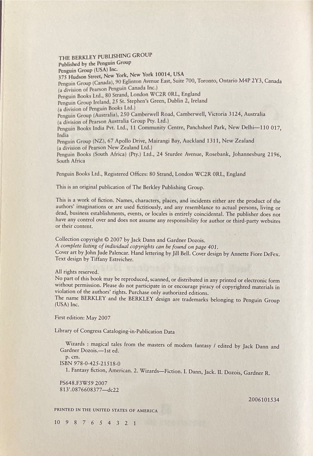 Wizards Magical Tales from the Masters of Modern Fantasy-10: 0425215180-13: - Anthology (Berkley Books - Hardcover) book collectible [Barcode 9780425215180] - Main Image 2