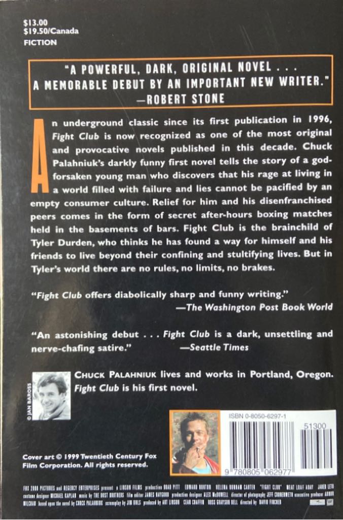 Fight Club - Chuck Palahniuk (Owl Books - Paperback) book collectible [Barcode 9780805062977] - Main Image 2