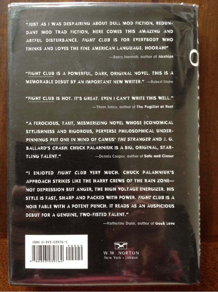 Fight Club - Palahniuk, Chuck (W. W. Norton & Company - Hardcover) book collectible - Main Image 2