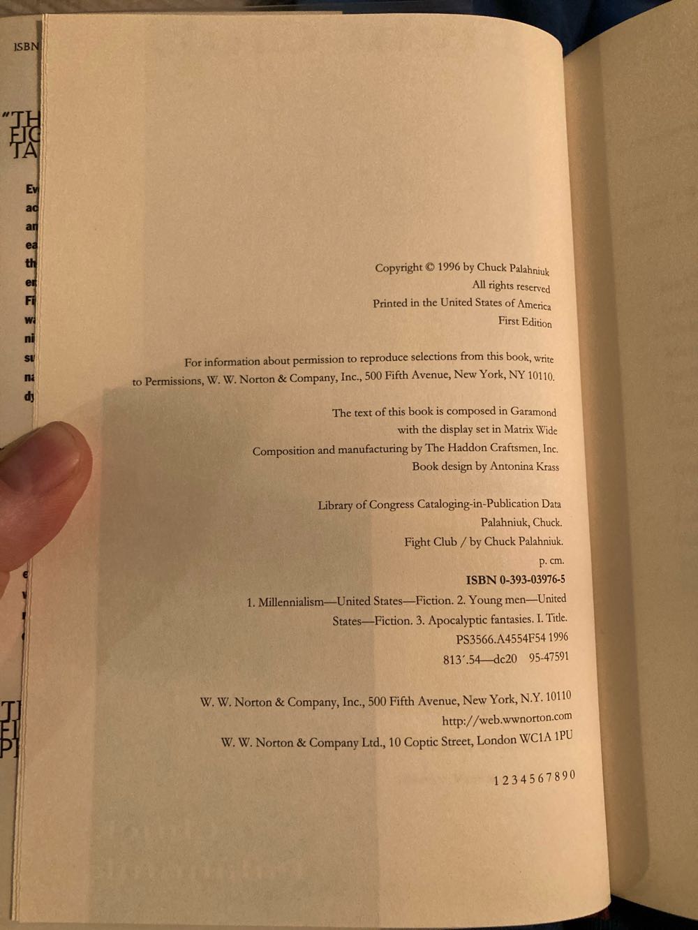 Fight Club - Palahniuk, Chuck (W. W. Norton & Company - Hardcover) book collectible - Main Image 4