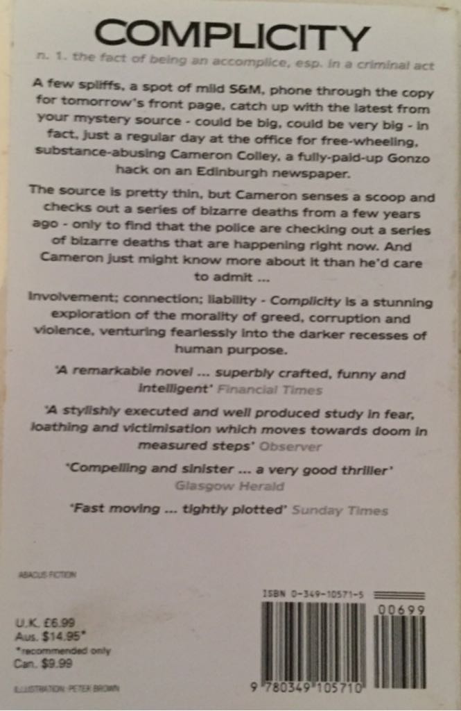 Complicity - Iain Banks (Abacus - Paperback) book collectible [Barcode 9780349105710] - Main Image 2