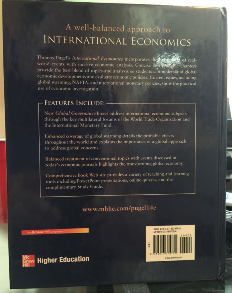 International Economics - Thomas A. Pugel (McGraw-Hill/Irwin - Hardcover) book collectible [Barcode 9780073375755] - Main Image 2