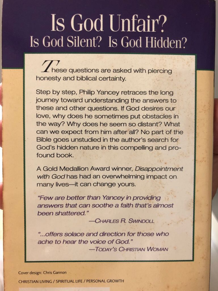 Disappointment With God: Three Questions No One Asks Aloud - Philip Yancey (Zondervan - Paperback) book collectible [Barcode 9780310214366] - Main Image 2