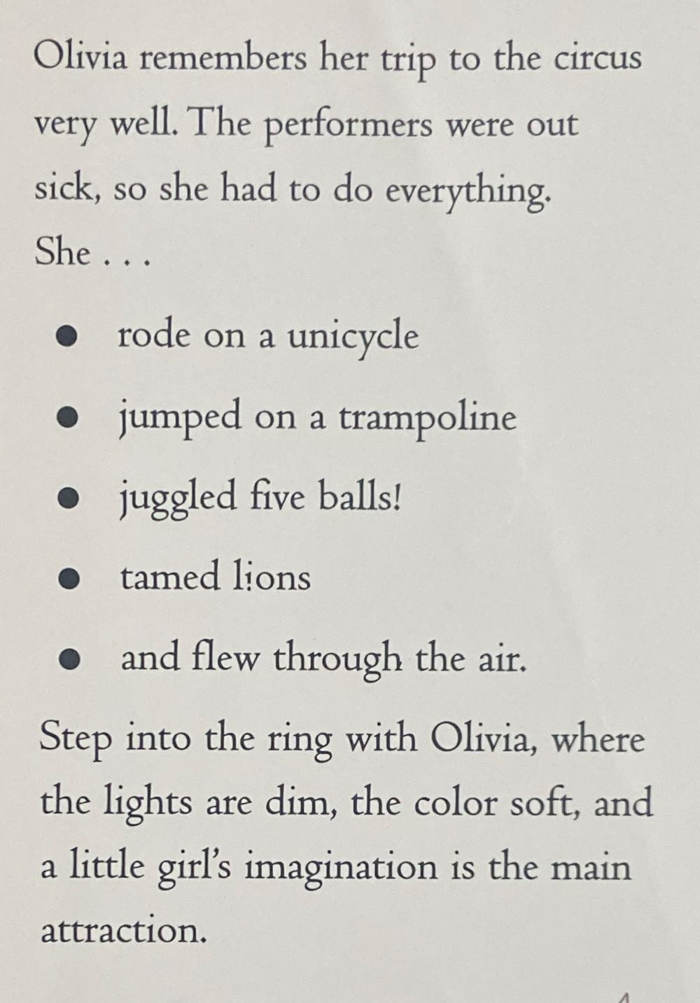 Olivia Saves the Circus - Ian Falconer (Simon & Schuster Children’s Publishing/Atheneum - Hardcover) book collectible [Barcode 9780689829543] - Main Image 3
