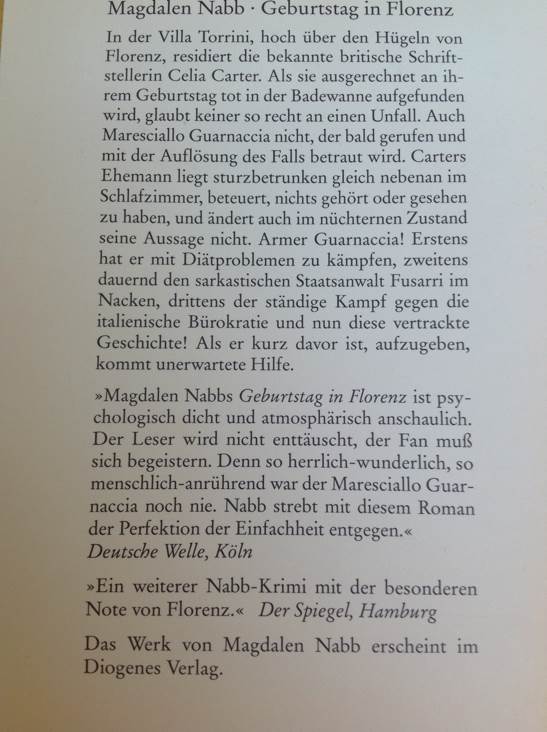 Geburtstag in Florenz - Magdalen Nabb (Diogenes Verlag) book collectible [Barcode 9783257231649] - Main Image 2