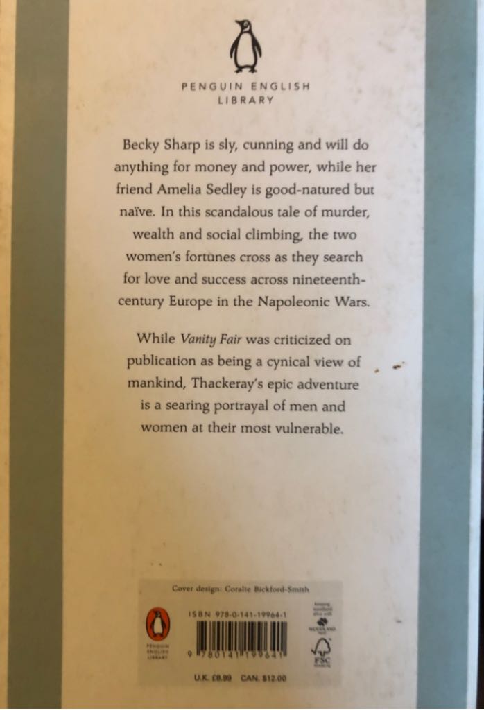 Vanity Fair - William Makepeace Thackery (Penguin UK - Paperback) book collectible [Barcode 9780141199641] - Main Image 2